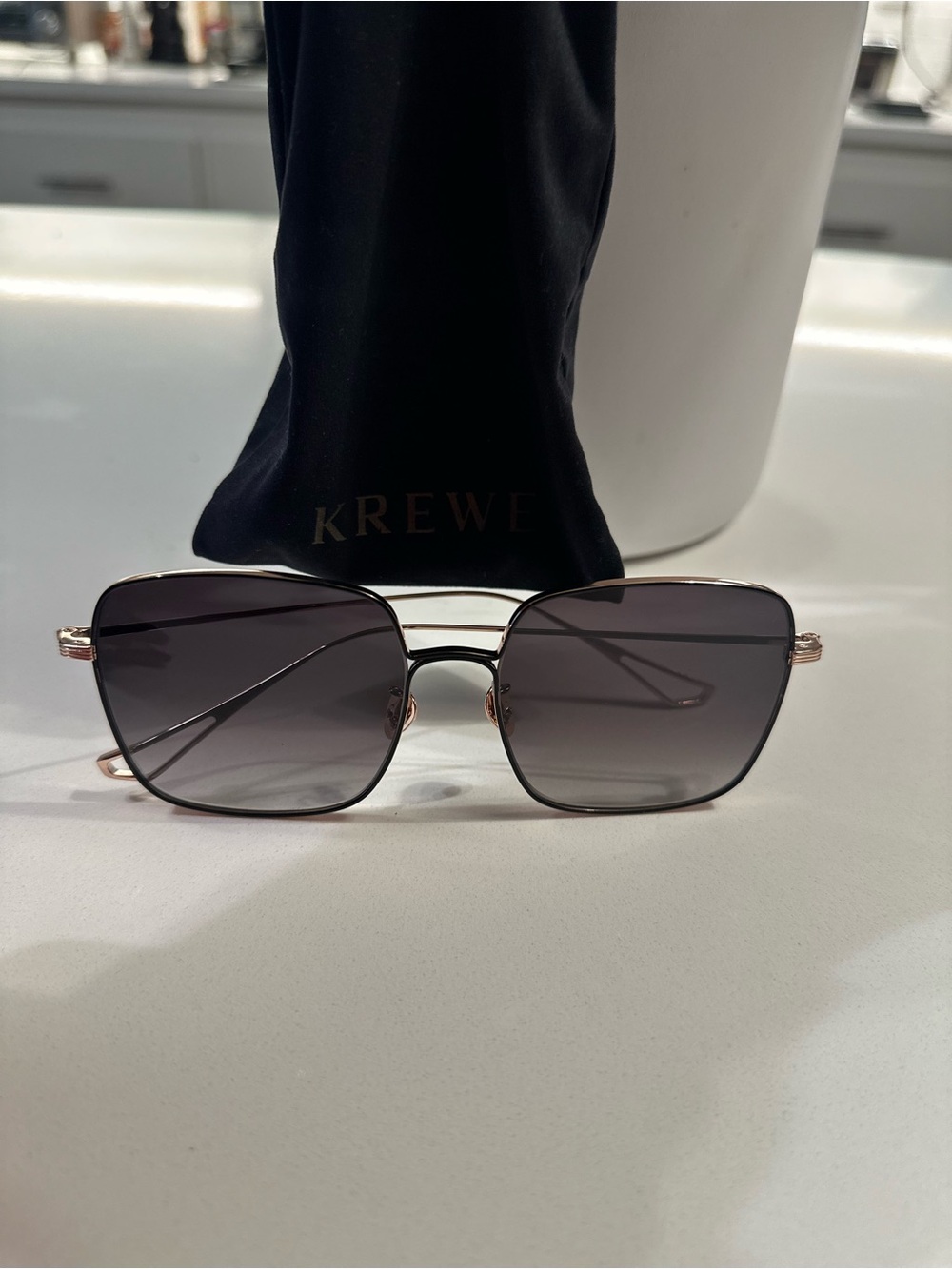 KREWE EVE Rose Gold Frame Sunglasses with Gray Gradient Lenses